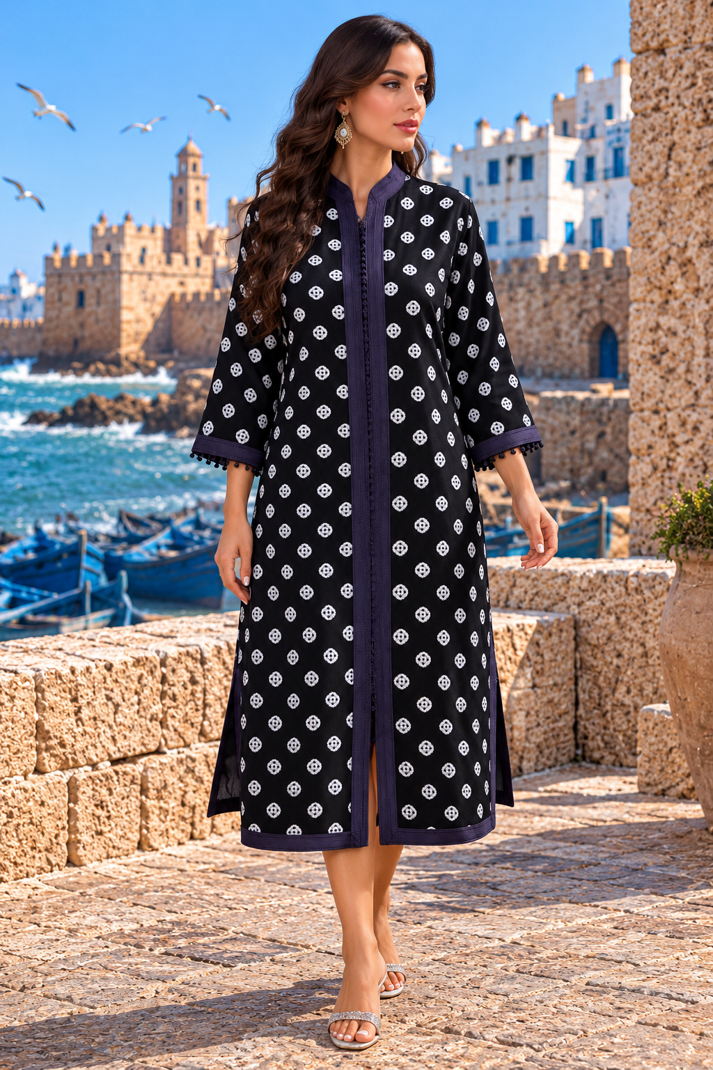 Three-Quarters Black White Geometric Coastal