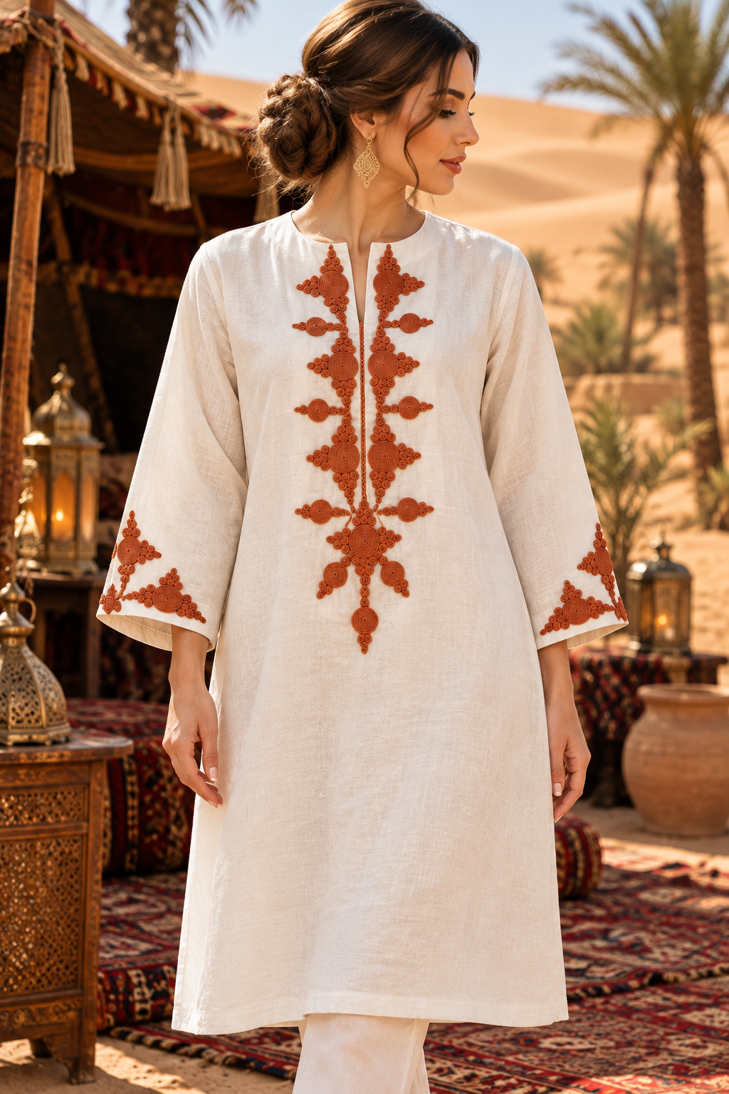 Three-Quarters Desert Rust Embroidered - Front