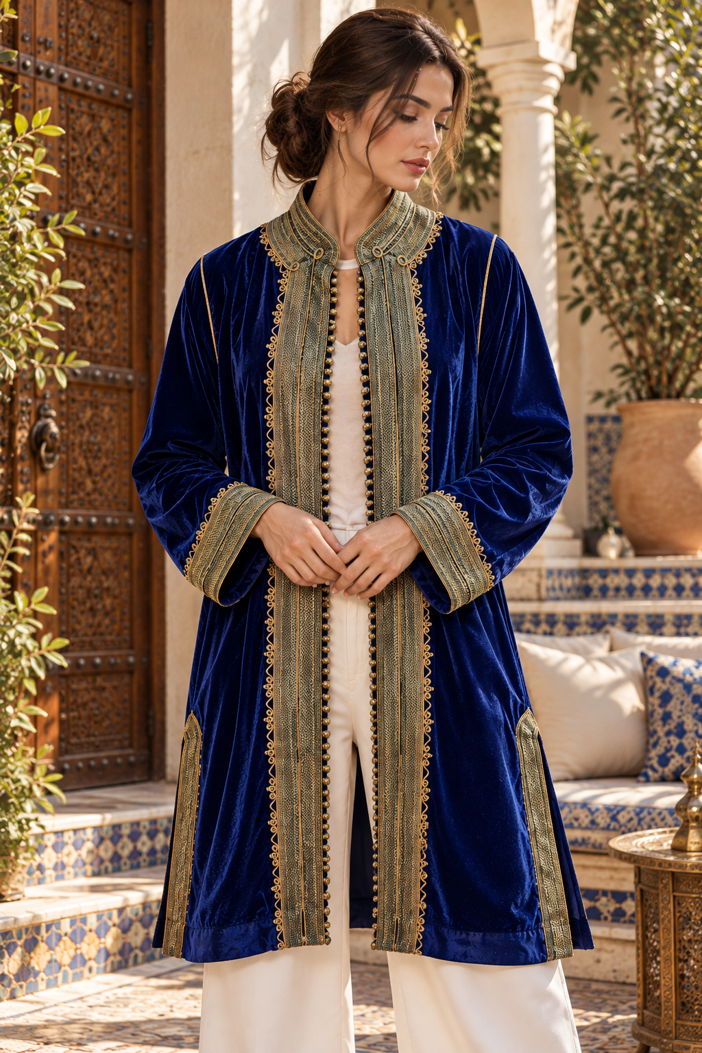 Three-Quarters Royal Blue Gold Trim - Front