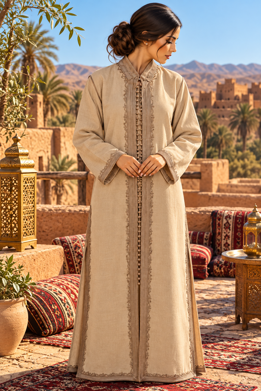 Caftan Ivory Gold Desert - Front