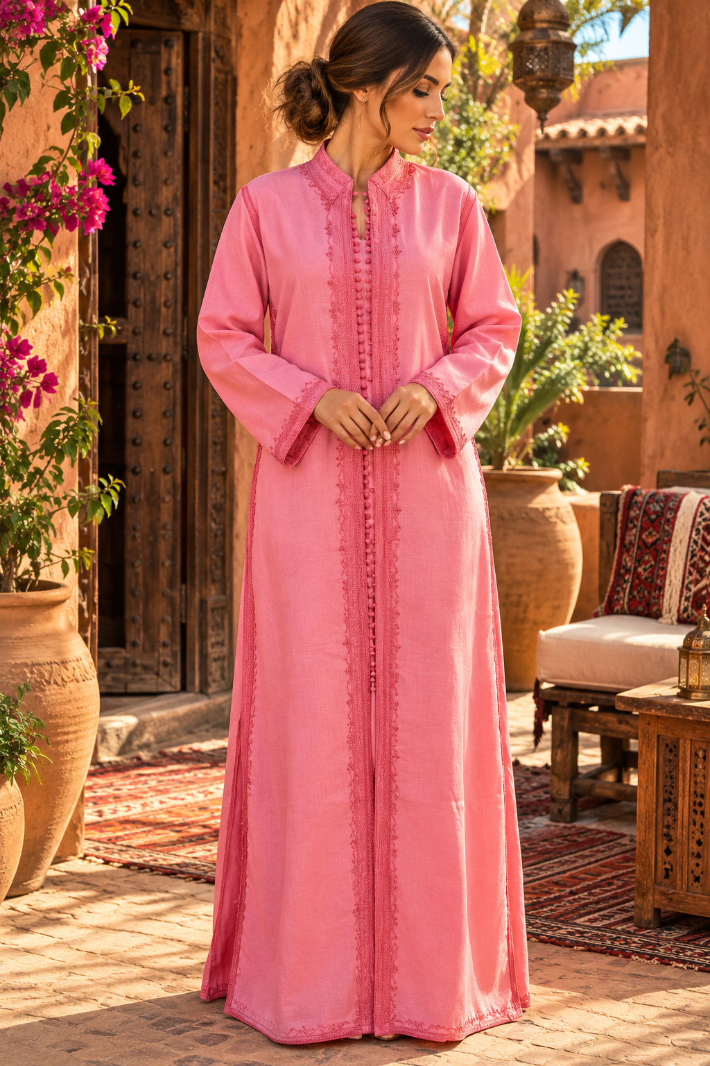 Caftan Rose Pink Courtyard - Front