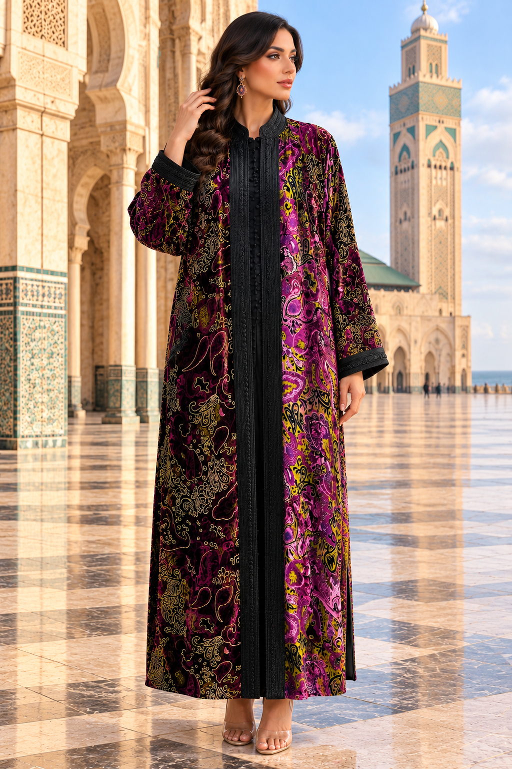 Caftan Plum Paisley Grand Mosque - Front