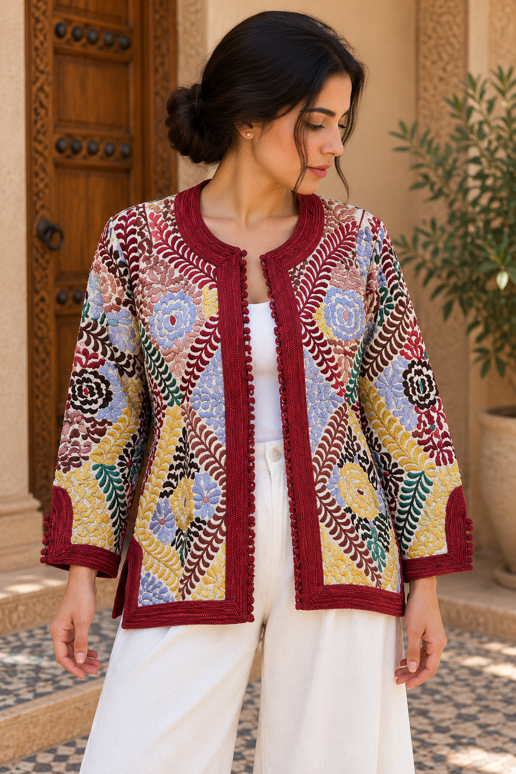 Jacket Multicolor Embroidered Courtyard - Front