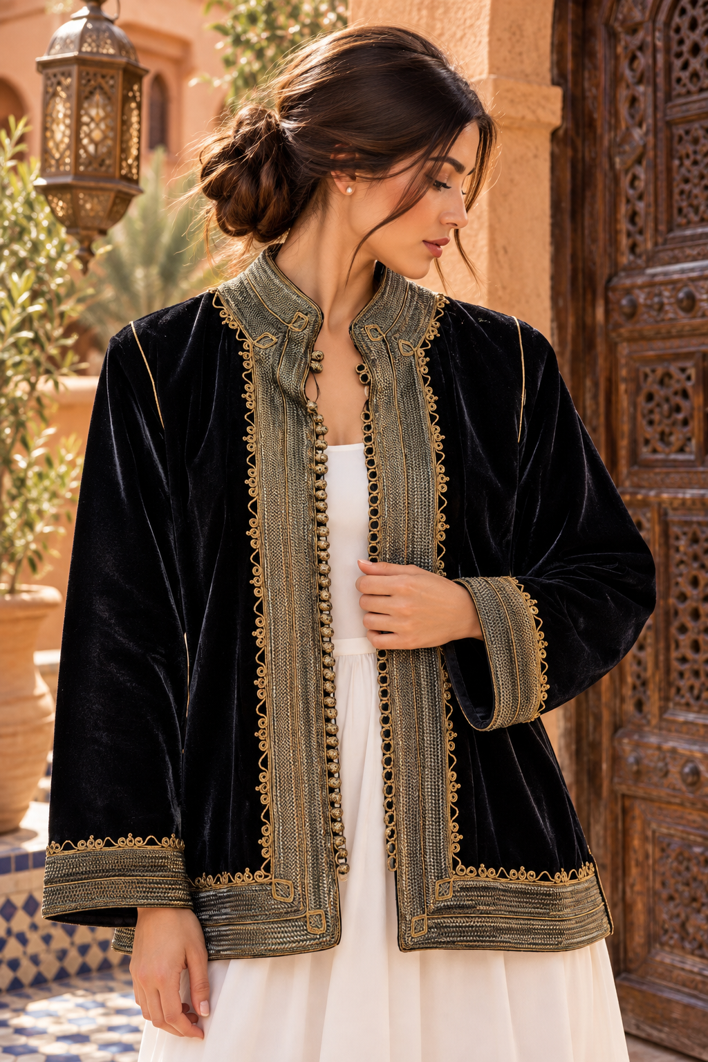 Jacket Black Gold Trim - Front