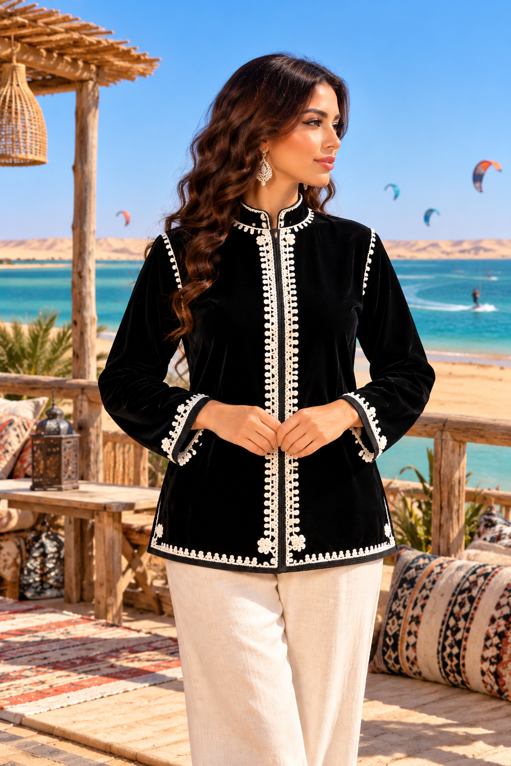 Jacket Black White Lace Lagoon - Front