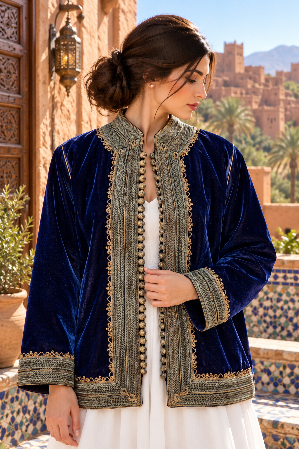 Jacket Royal Blue Gold Trim - Front