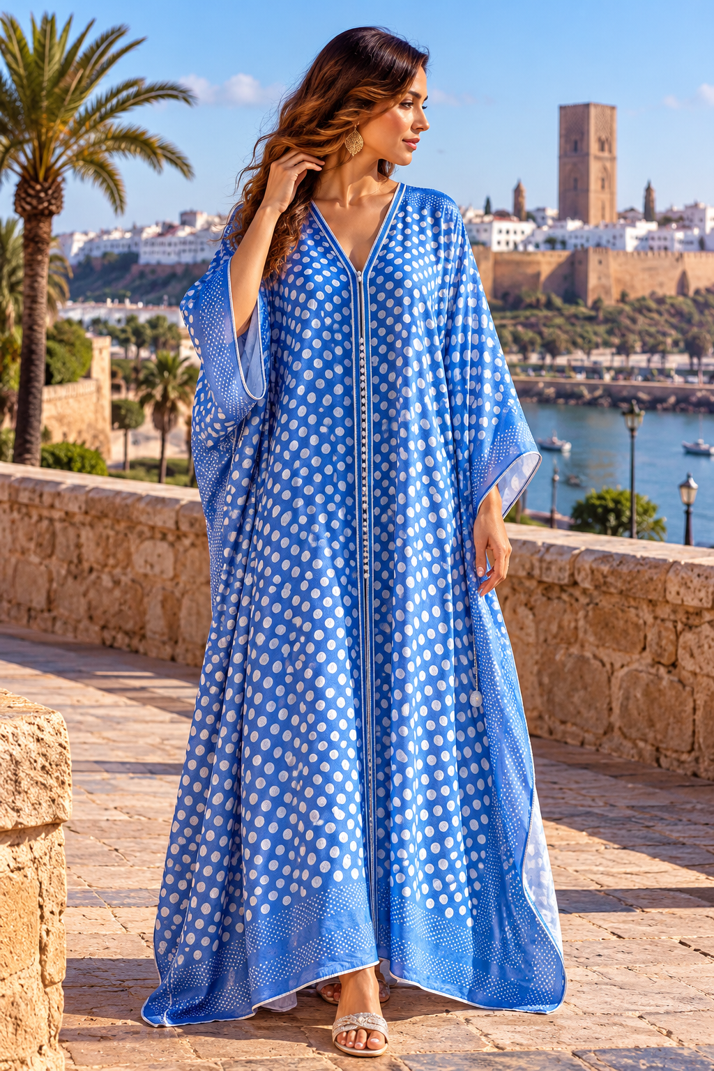 Kimono Blue White Watercolor Rabat
