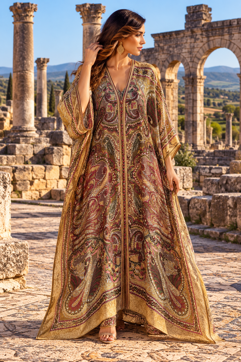 Kimono Golden Paisley Volubilis Ruins