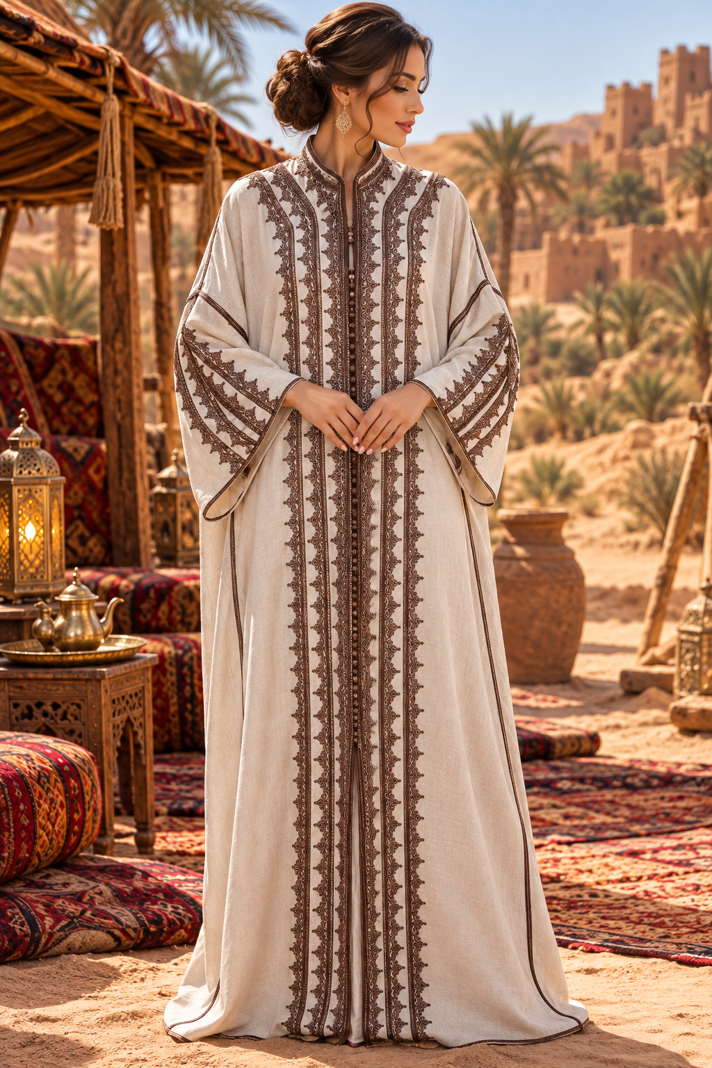 Kimono Ivory Brown Desert - Front