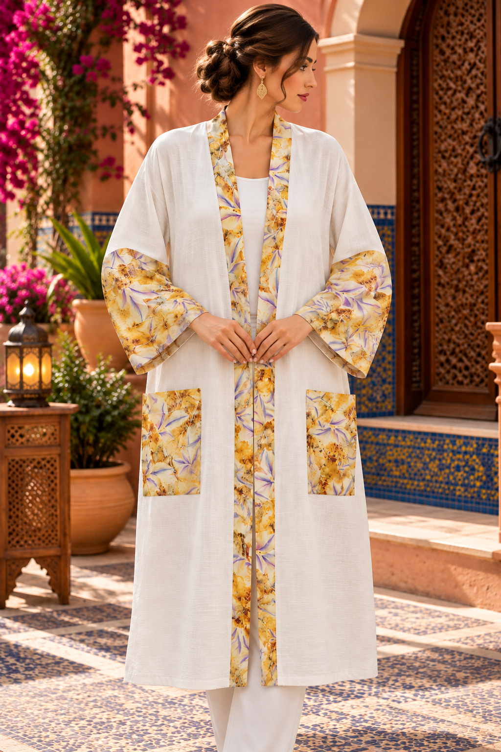 Kimono Ivory Floral Cuff - Front